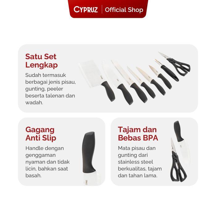 [Cod] Cypruz Pisau Set Premium Buah Roti Kitchenware Pasti Promo