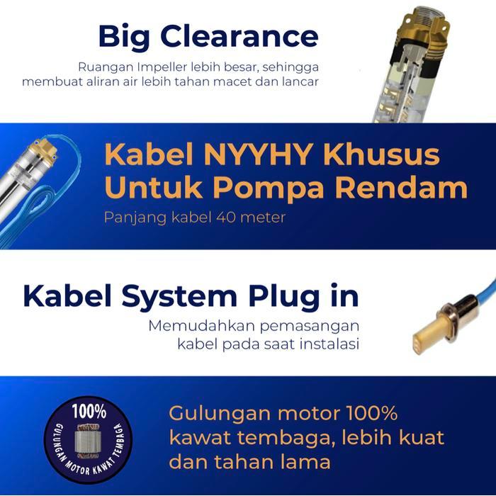 POMPA SHIMIZU SUBMERSIBLE SPG 20 315 Kabel 40 METER 1/2 HP // POMPA CELUP SHIMIZU SPG 20 315 K40