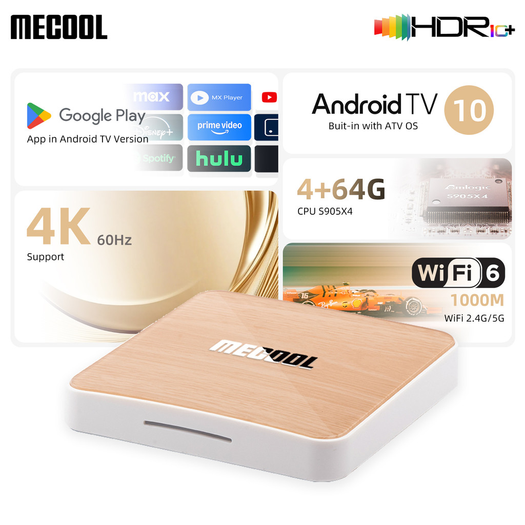 TV Box Android 10 4g 64gb MECOOL KM6 Deluxe Wifi 6 Google Certification 4K Voice Amlogic S905X4