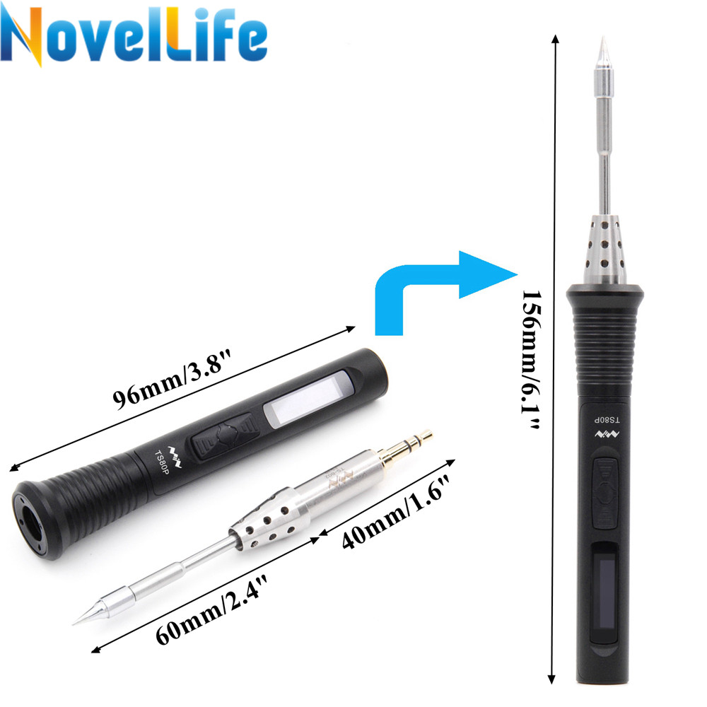 Mini TS80 TS80P Electric Soldering Iron Adjustable Temperature Portable Digital Solder Station OLED