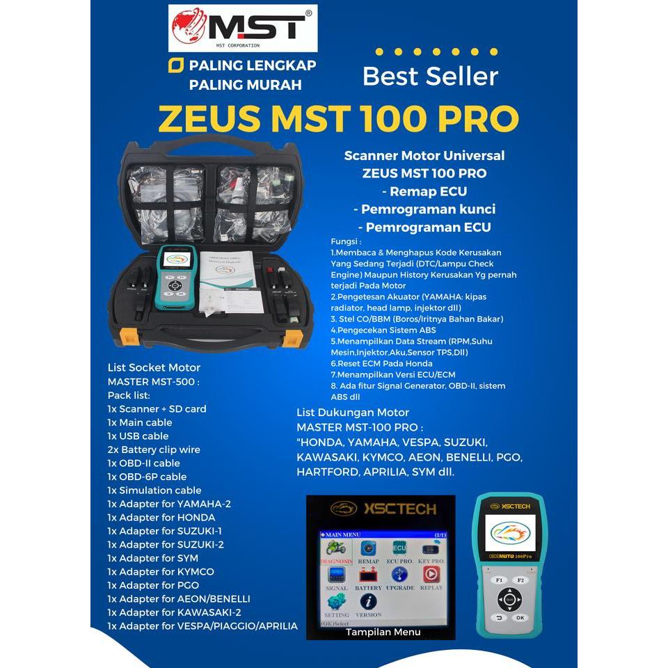 Scanner motor injeksi universal Zeus mst-500 fitur lengkap - Zeus MST 100pro