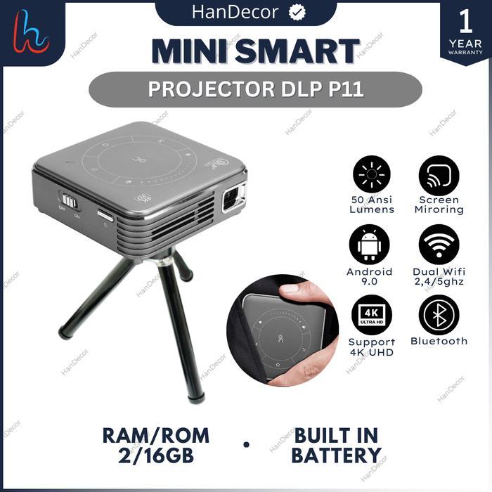 DLP P11 PROYEKTOR DLP P11 ANDROID 9 4K SUPPORT 3D AIRPLAY MIRACAST BISA GRAB