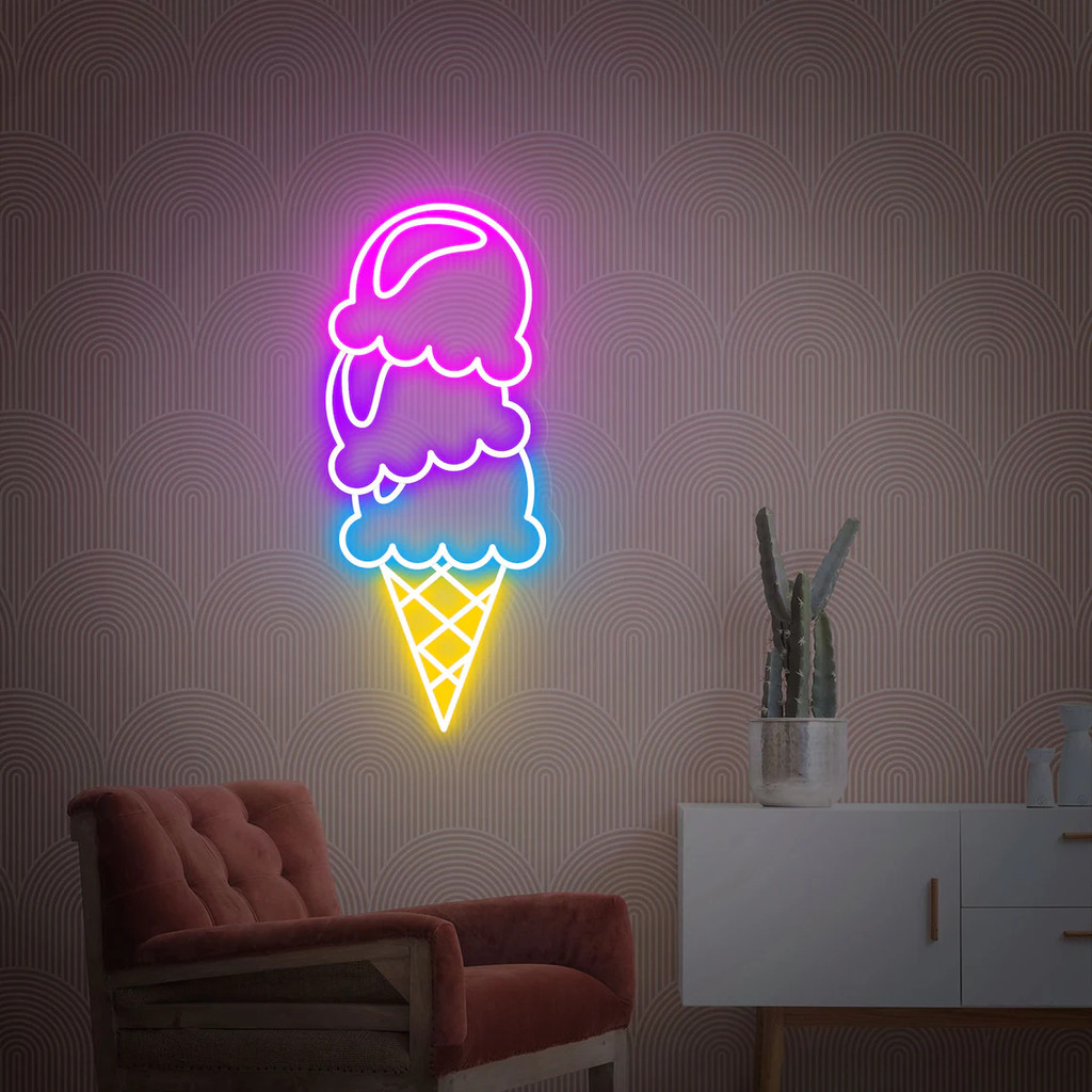Ice Cream Neon Sign Ice Cream Wall Decor Ice Cream Bar Sign Shop Decoration Kids Room Decor Birthday