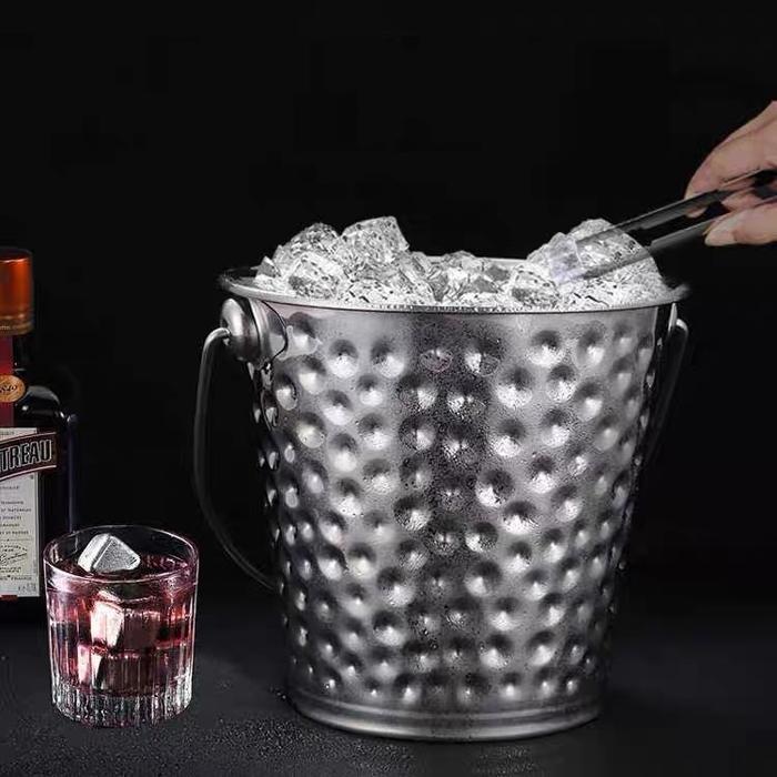 Dots Stainless Bucket Tempat Es Model Timba Ember Stainless Gagang #Gratisongkir