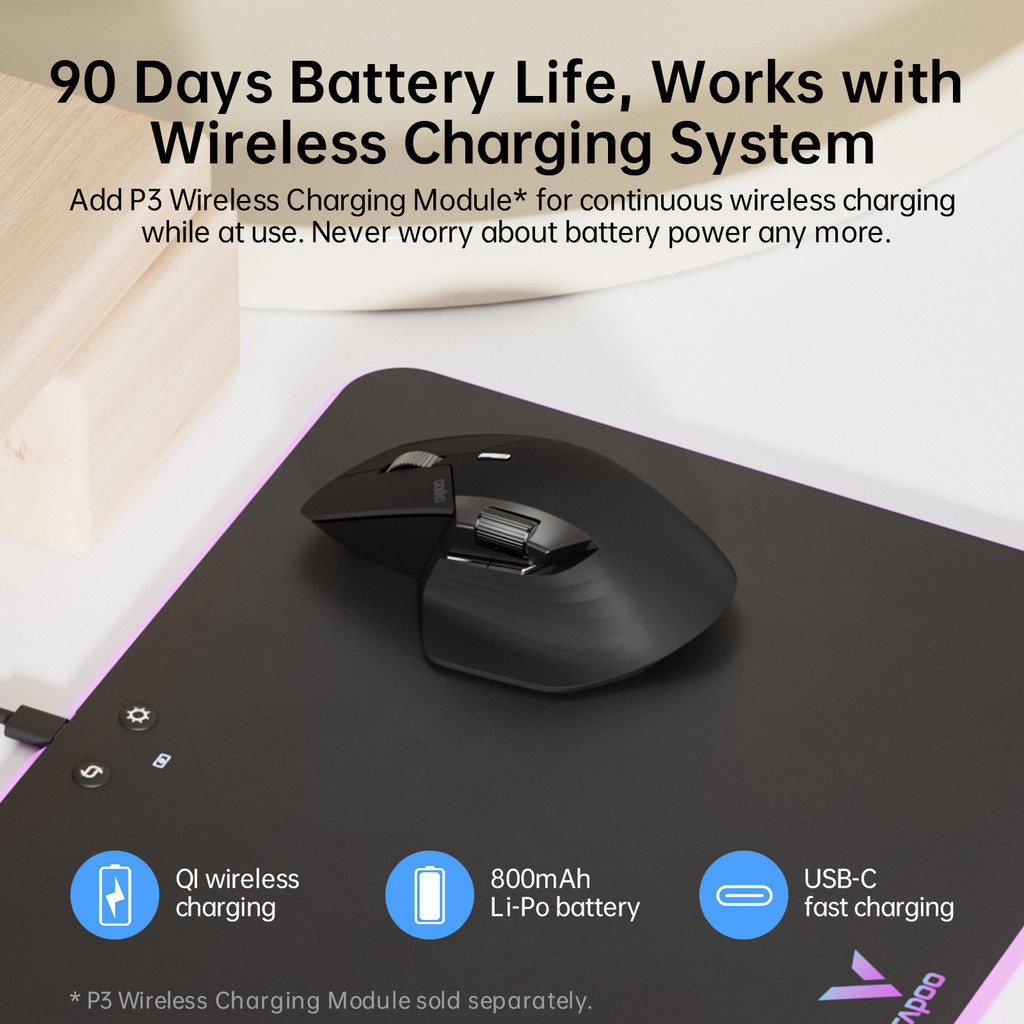 Rapoo MT760/MT760L/MT760Mini/MT760M Rechargeable Multi-mode Bluetooth Wireless Mouse Ergonomic 4000