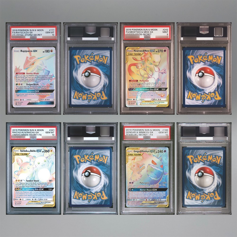 DIY PTCG Self-made English Version Rayquaza GX Raichu & Alolan Raichu GX Gengar 10Points Rare Rating