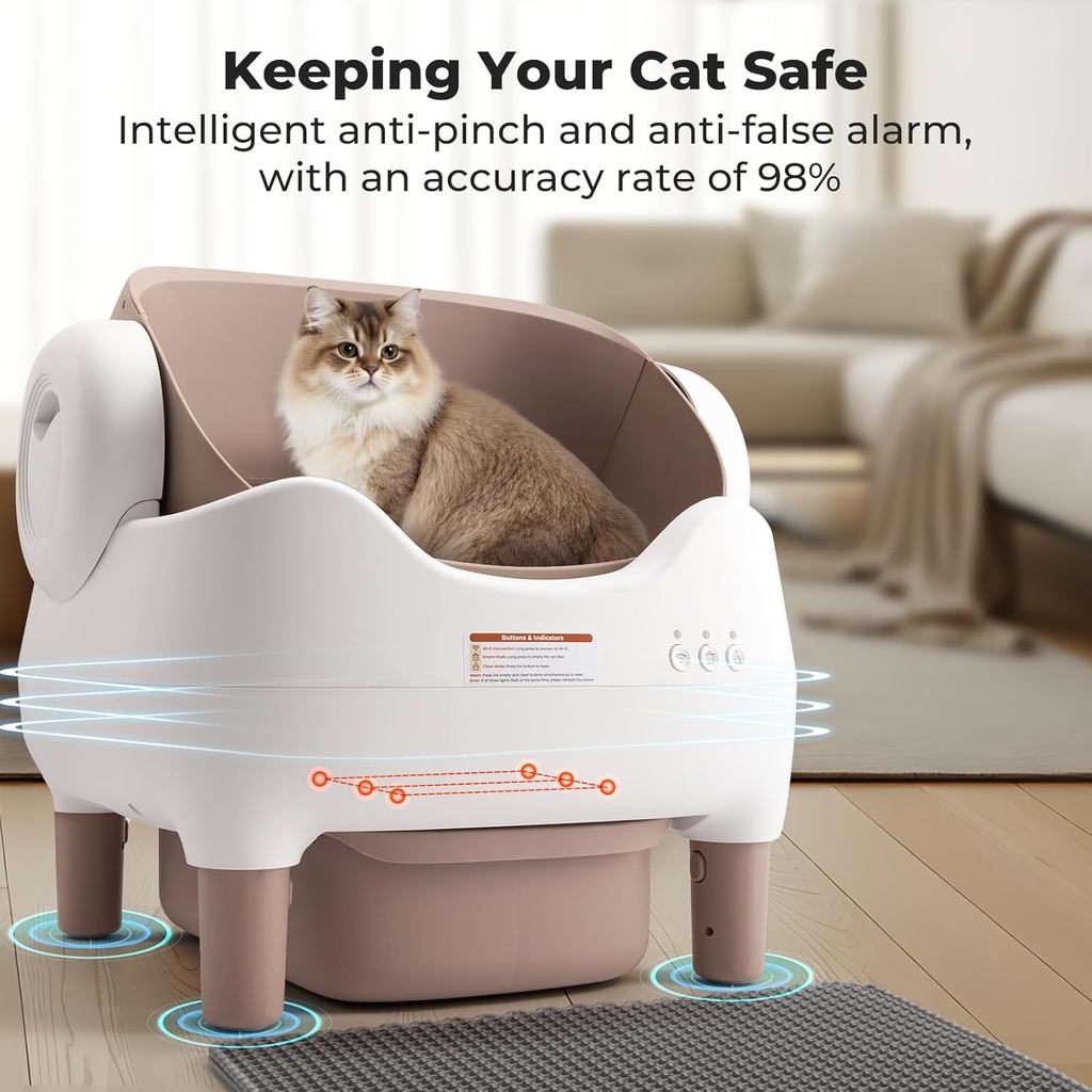 Automatic Smart Cat Litter Box Self Cleaning Pet Toilet APP Control Open Top Cat Litter Box Extra