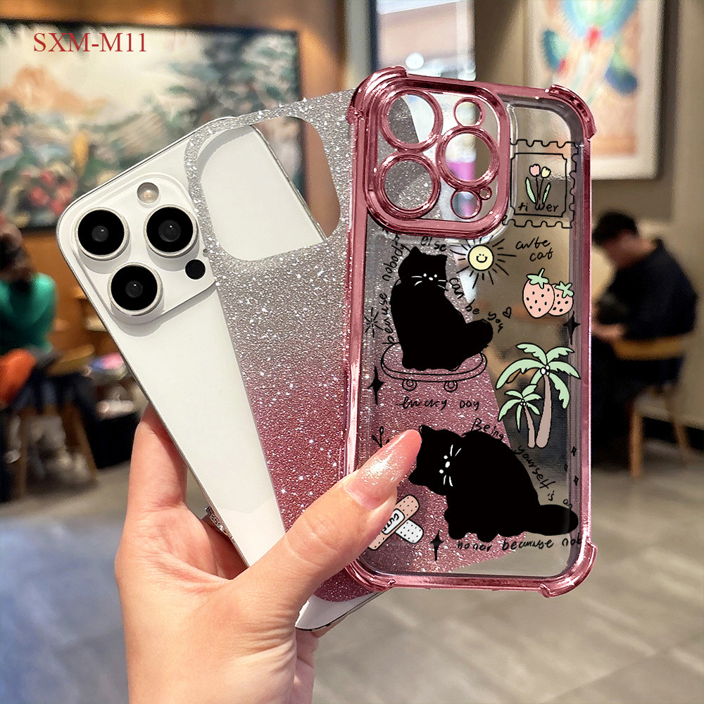 Casing HP Softcase Glitter Berkilau Untuk Samsung Galaxy M12 M11 Anti Jatuh Kartun Lucu Murah Ready 