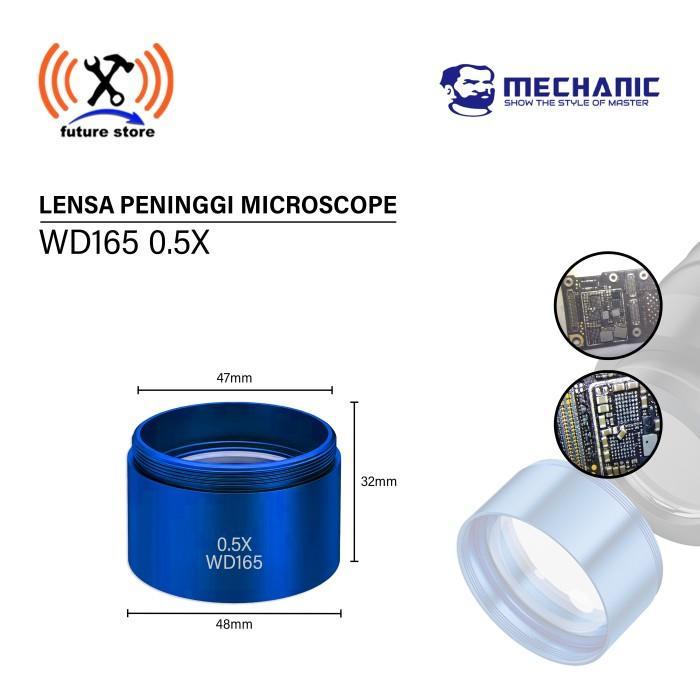Lensa Barlow 0.5X untuk Mikroskop Stereo Zoom Trinokular, Lensa Tambahan Pembesaran