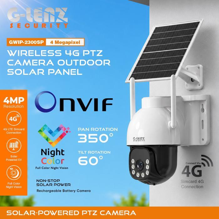 Kamera cctv Smart 4MP Solar PTZ Kartu 4G Simcard GSM Tanpa listrik - 1SET KAMERA