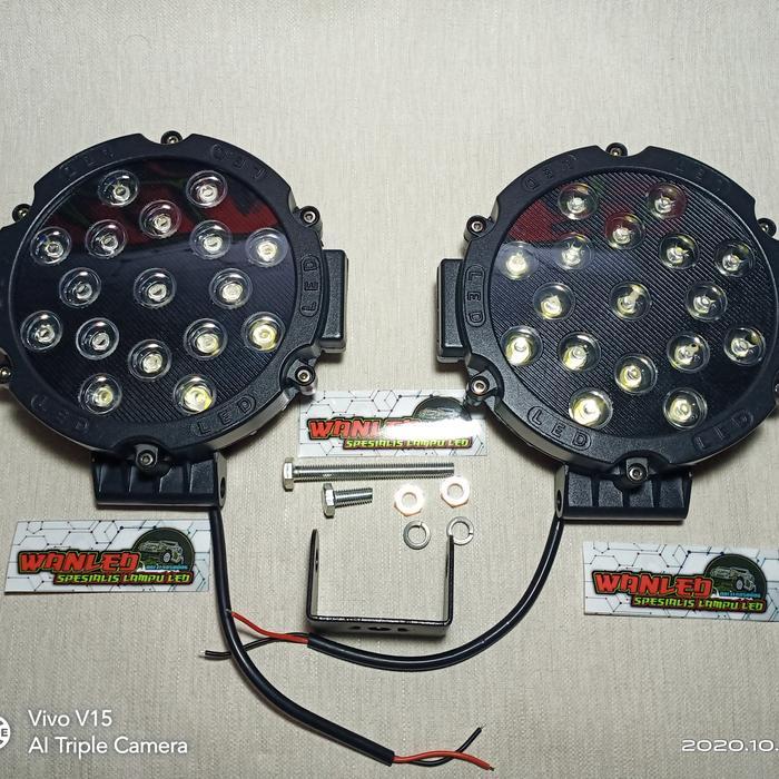 LAMPU TEMBAK SOROT 51 WATT 17 LED OFFROAD FOGLAMP BUMOER TEMBUSKABUT