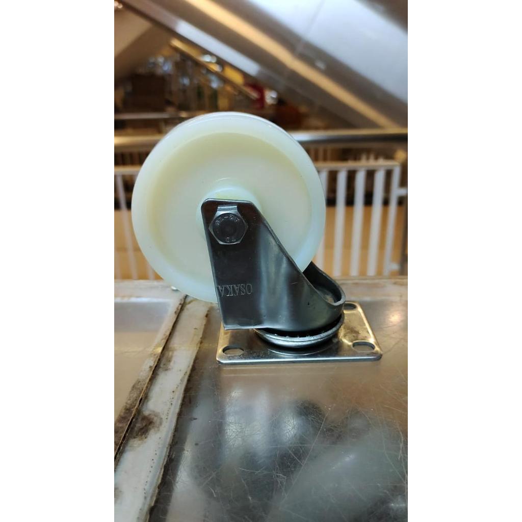 Roda Trolley Nilon Nylon Osaka Stainless Steel 4" Plat Hidup