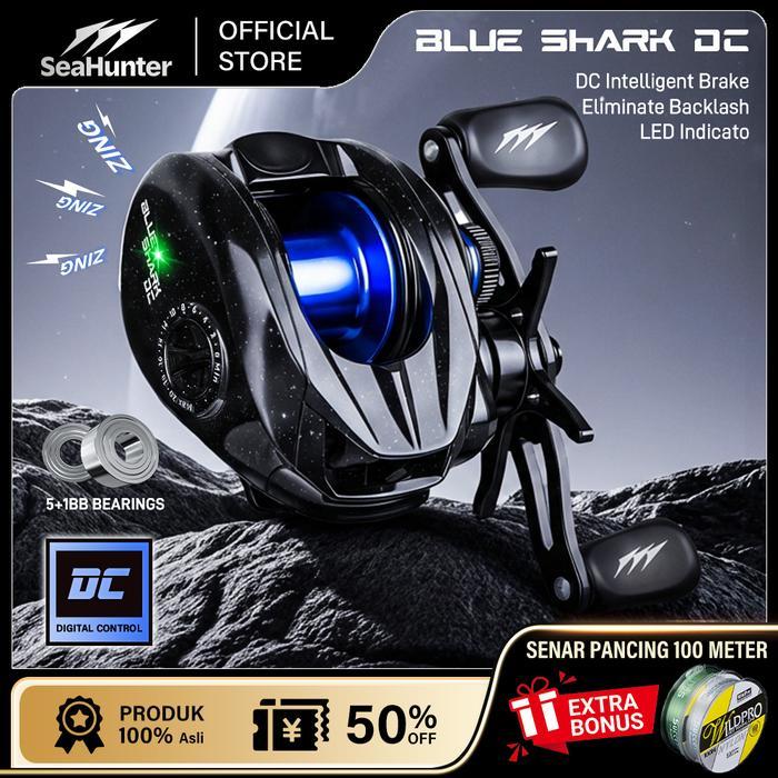 TERMURAH [OFFICIAL] SEAHUNTER BLUE SHARK DC BAITCASTING REEL PANCING,DIGITAL CONTROL ANTI BACKLASH