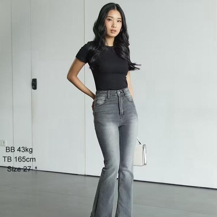 Highwaist Cutbray Jeans Retro Wanita - Celana Jeans Cutbray Model Retro Korea Stretch Terlaris
