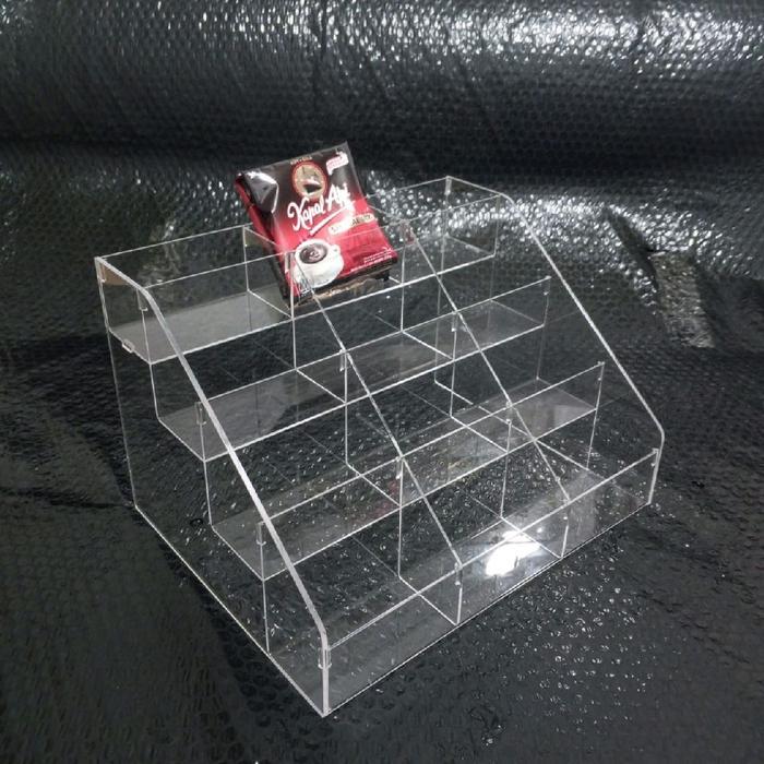 Akrilik rak kopi sachet /Tempat kopi /akrilik rak 4 susun/