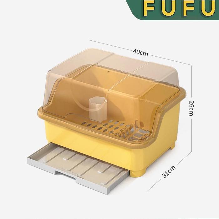 FUFU Rak Piring / Rak pengering piring / Rak piring tertutup / - Kuning Besar