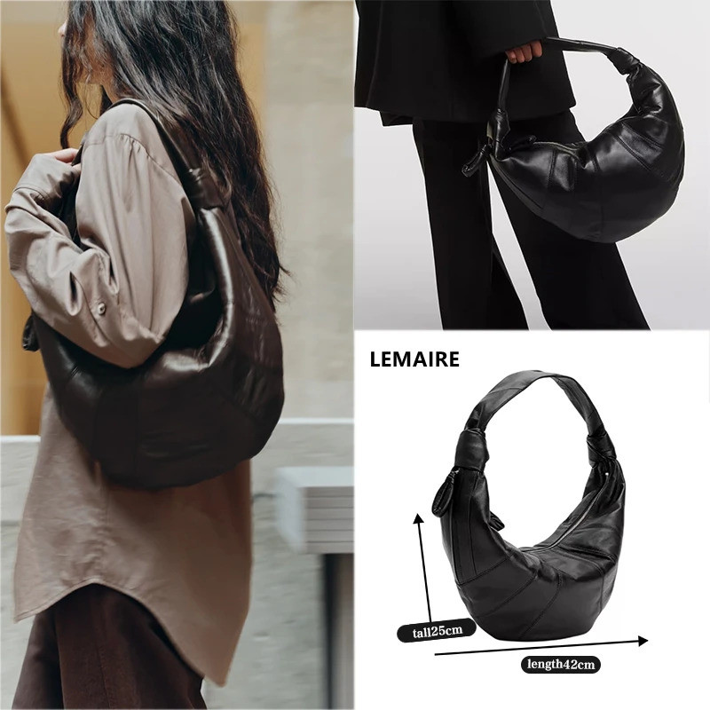 lemaire Fortune Croissant Large Size Capacity Leather Cross-Body Bag Women Leather Handbag