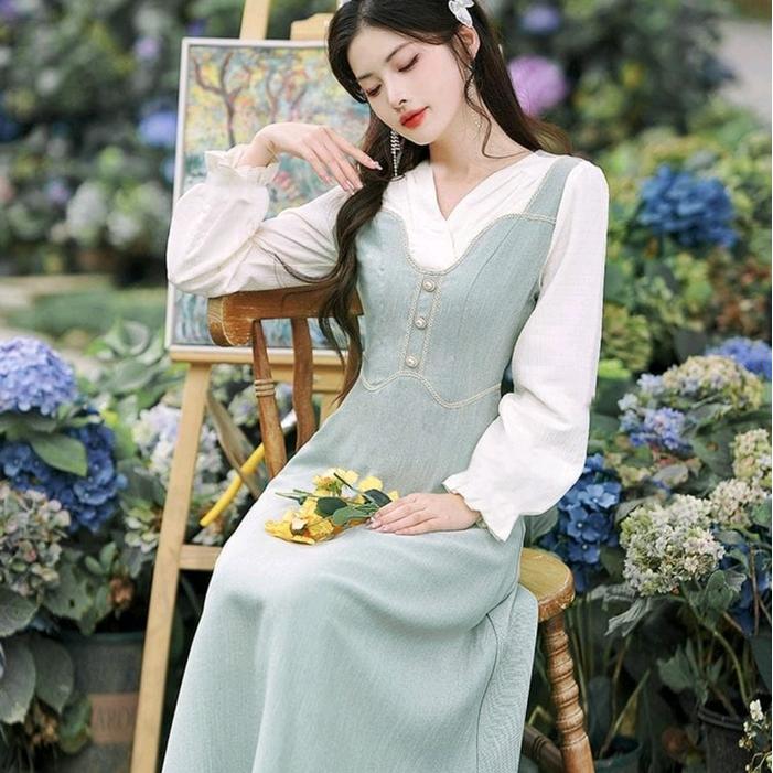 Premium Missmoka Fiona Long Dress Gaya Vintage Klasik Eropa Dress Hijab Original