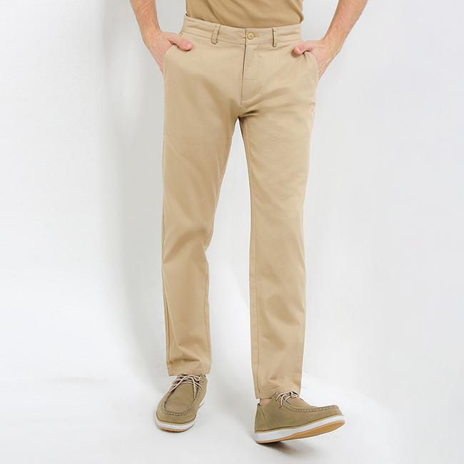 Hush Puppies Pria Celana Panjang Pria Regular Fit Bahan Katun dengan 4 Kantong - Khaki, 36 Pria OHAS