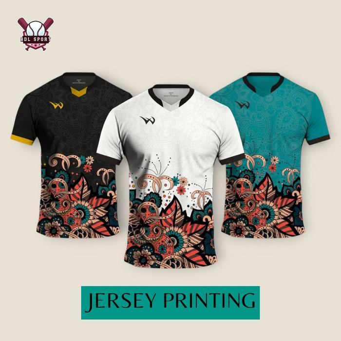 JERSEY PRINTING MOTIF BATIK Baju Atasan Olahraga Volly Futsal Running Kaos Printing Bahan Dryfit