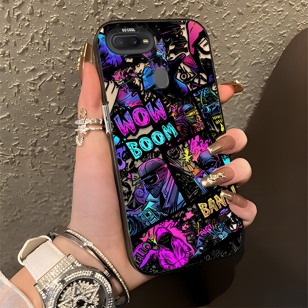 Neon Art Graffiti Casing Hp Untuk OPPO A12 A5S A7 A12S A11K F9 Case phone case hp casing keras kuali