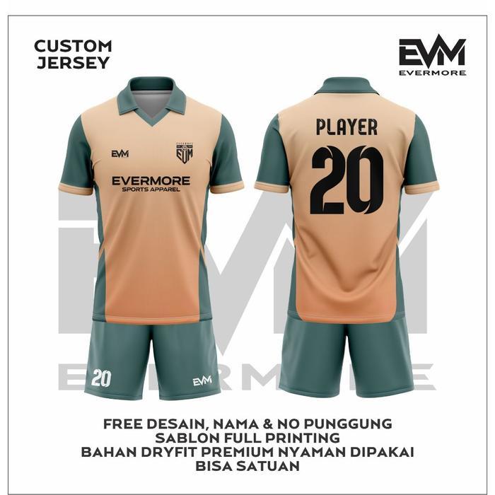 Jersey Olahraga Custom Motif Orange Hijau Force - XXS, Atasan, Polos