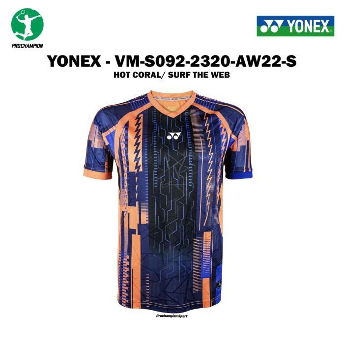 Badminton Jersey Yonex Kaos Badminton Jersey Pria dengan Kerah V Warna Coral Ukuran M Yonex 2320 Hot