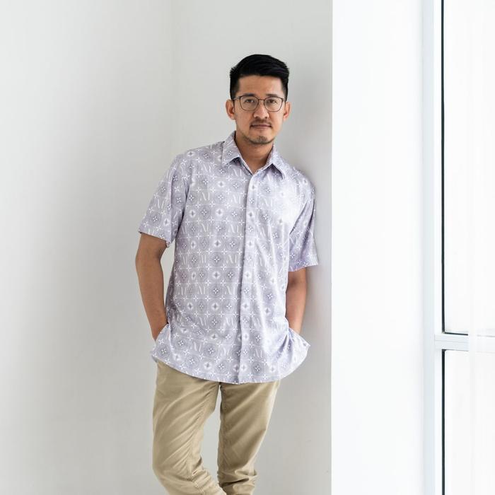 Batik Lengan Pendek Kemeja Batik Lengan Pendek - Magani Nosweat - Granite Monogram - XS Pendek - Mag