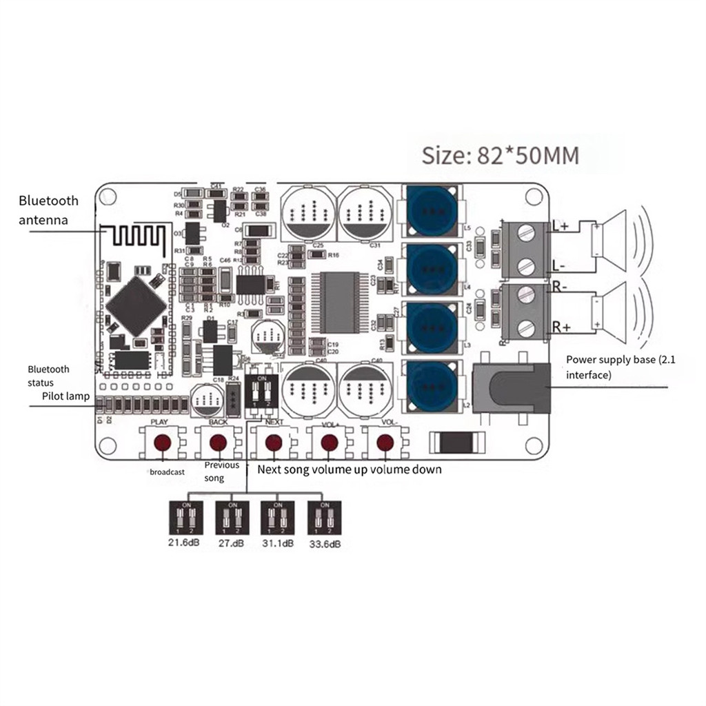 A51I TDA7492P Bluetooth Amplifier Board Module Audio Receiver Amplifier Bluetooth CSR4.0 Digital