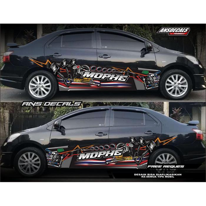 DECAL STICKER BODY SAMPING MOBIL SEDAN VARIASI STIKER MOBIL BALAP STIKER MOBIL