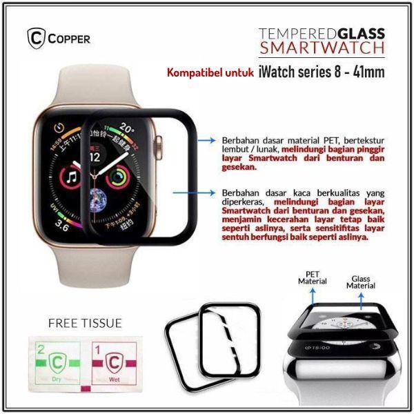 COPPER TG Smartwatch Kompatible Untuk - Apple Watch Series 8 - 41mm Full Glue Anti Gores Layar