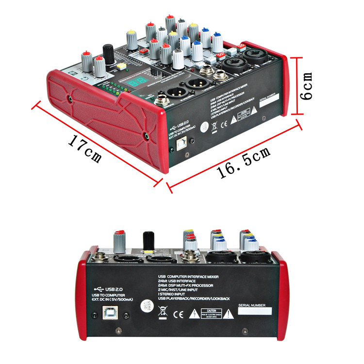 High Quality Professional Mini 4 Channel Vocal Effects Mixer Digital