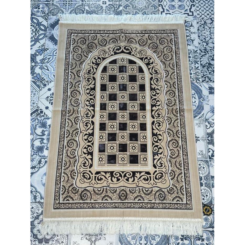 Sajadah Lipat Aesthetic Lembut Turki Premium Yakar Lurex Silver 70X110 Cm Terlaris