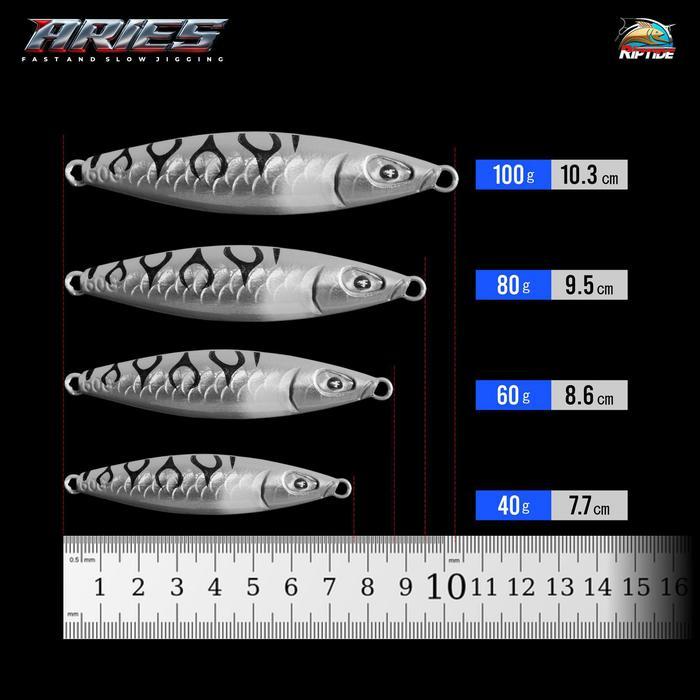 BISA COD RIPTIDE ARIES METAL JIG INCLUDED ASSIST HOOK 40 60 80 100 GRAM UMPAN PANCING METAL JIG