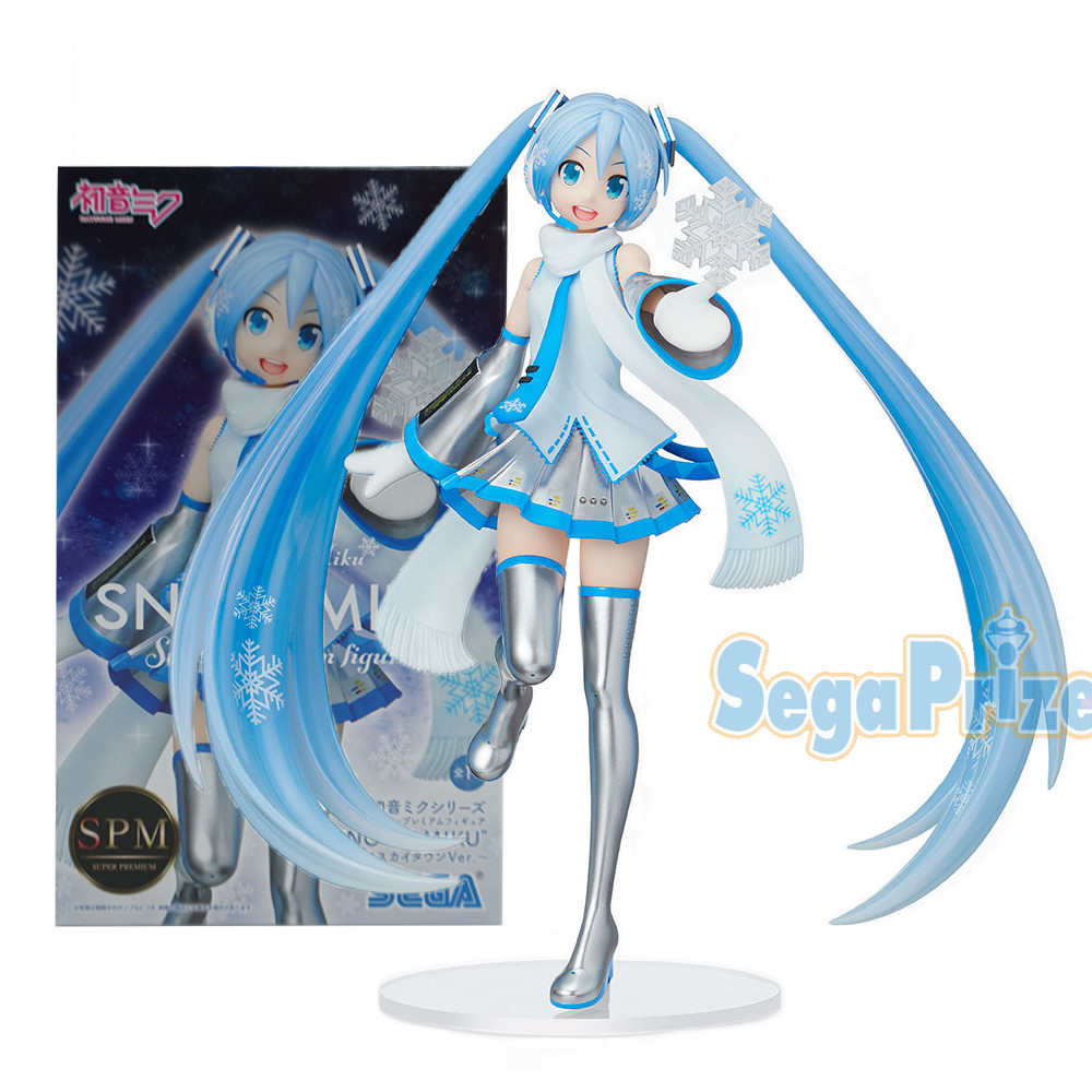 22CM Anime Figure Vocaloid Hatsune Miku SPM Figure Snow Miku Skytown Ver Standing Anime Model Toy