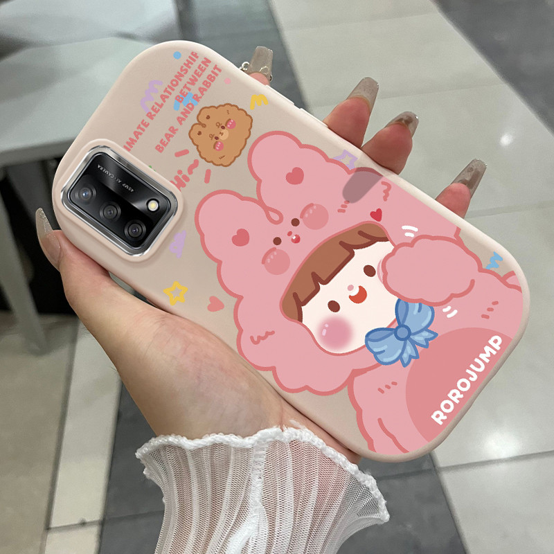 Casing Hp Untuk OPPO A74 A95 F19 F19s Reno 6 Lite Case Cute bunny girl Kasing silikon Cesing Warna p