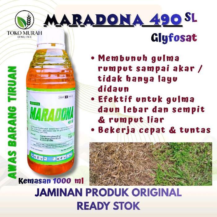 MARADONA 490 SL Glyfosat 1 Liter Herbisida Sistemik Paling Efektif dan Ampuh, Gulma Mati Total