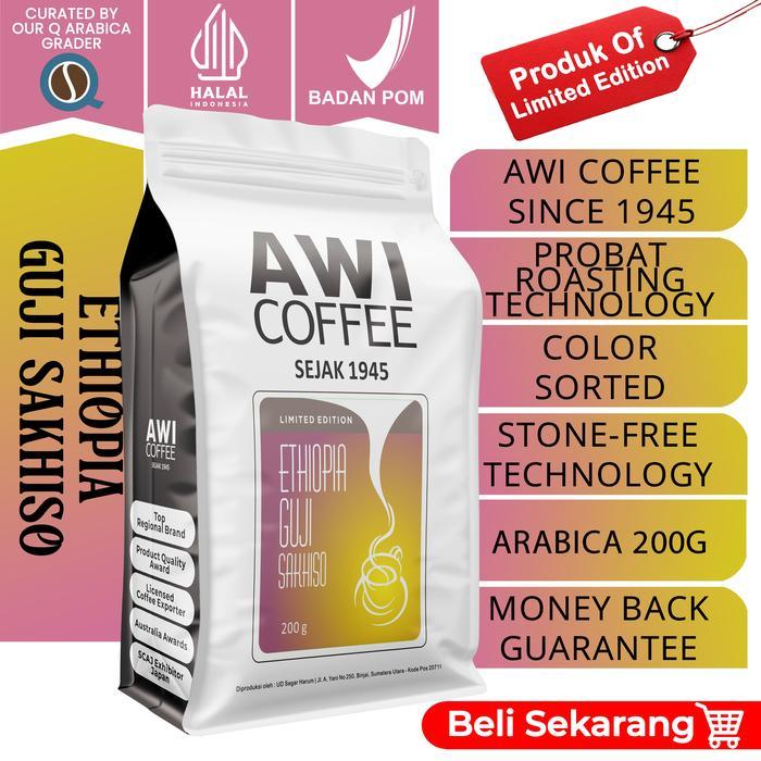 Best Seller Awi Coffee Ethiopia Guji Shakiso 200Gr V60 Espresso Americano Manual Brew Cold Brew Kopi