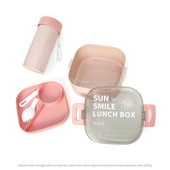 LunchBox Set 8838 1000Ml Lunch Box Set Kotak Makan Aesthetic & Botol Minum Matching BPA Free