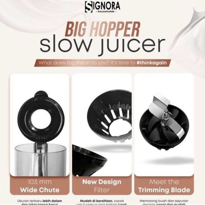 "New" Big Hopper Slow Juicer Signora / Slow Juicer Signora