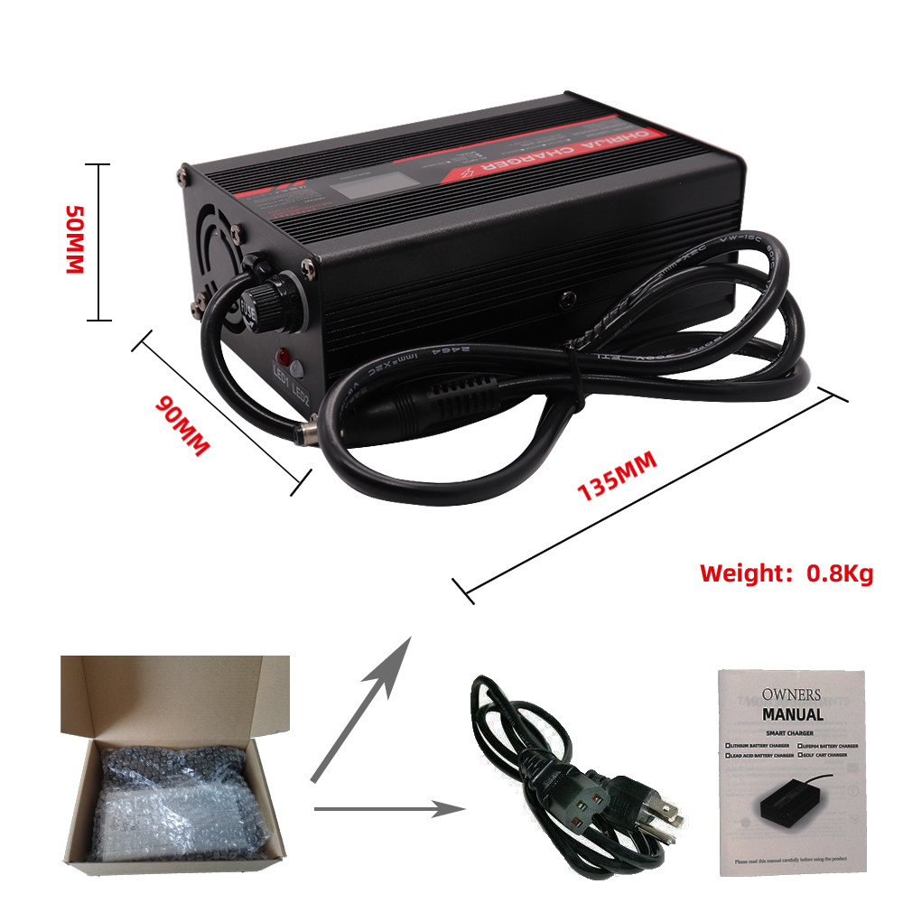54.6V 5A OHRIJA 54.6 Volt 5 Amp Charger For Lithium-ion Battery 13 String 48.1Volt OLED Display