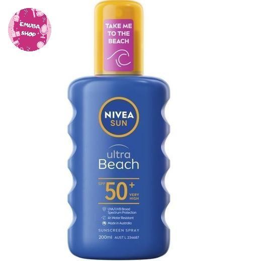 Nivea Sun Protect Ultra Beach / Ultra Sport Sun Spray Sunblock Sunscreen SPF 50 200ml