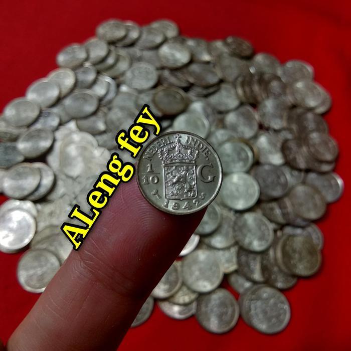koin perak seper sepuluh gulden. silver coin 1/10 gulden