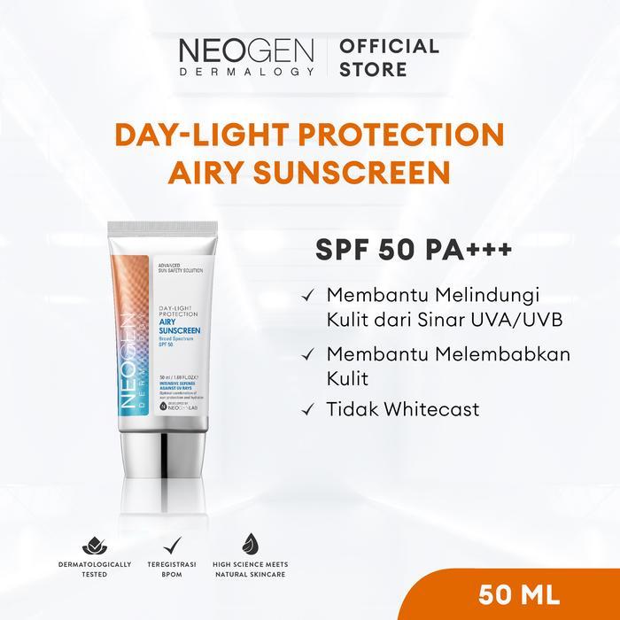 DISKON NEOGEN DERMALOGY Day Light Protection Airy Sunscreen - Tidak membuat Wajah Berminyak Muka
