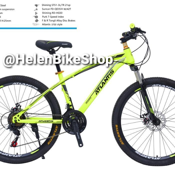 Sepeda Gunung Mtb 26 inch Atlantis - Kuning, Pakai Keranjang