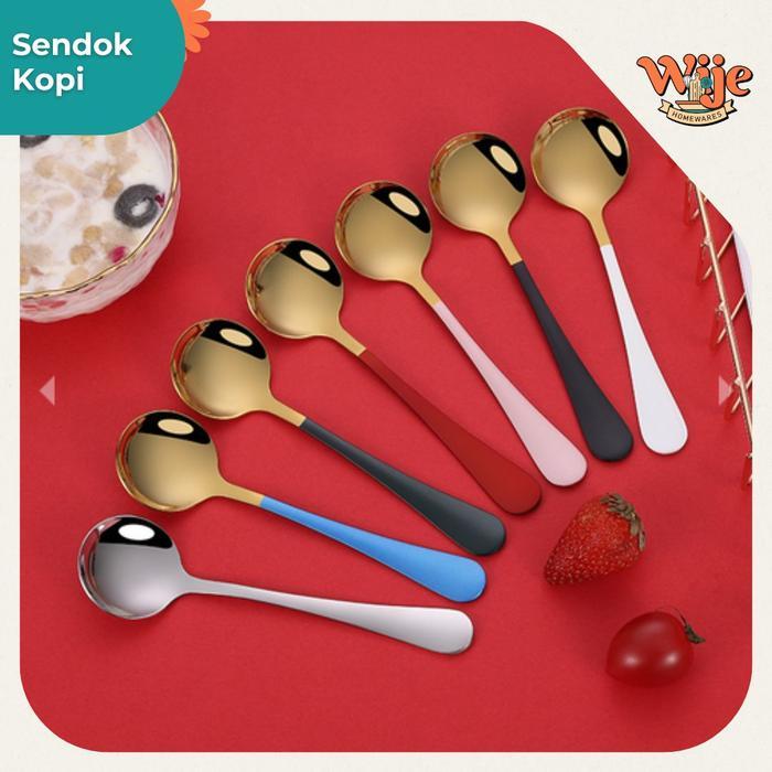 Sendok Kecil Sendok Teh Kopi Gold Stainless Steel sendok Aesthetic Bulat Makan Kitchenware