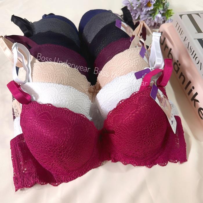 Bra push up, bra kawat, bra busa tebal brukat, BH kawat brukat bunga, BH kawat busa tebal sedang, BH