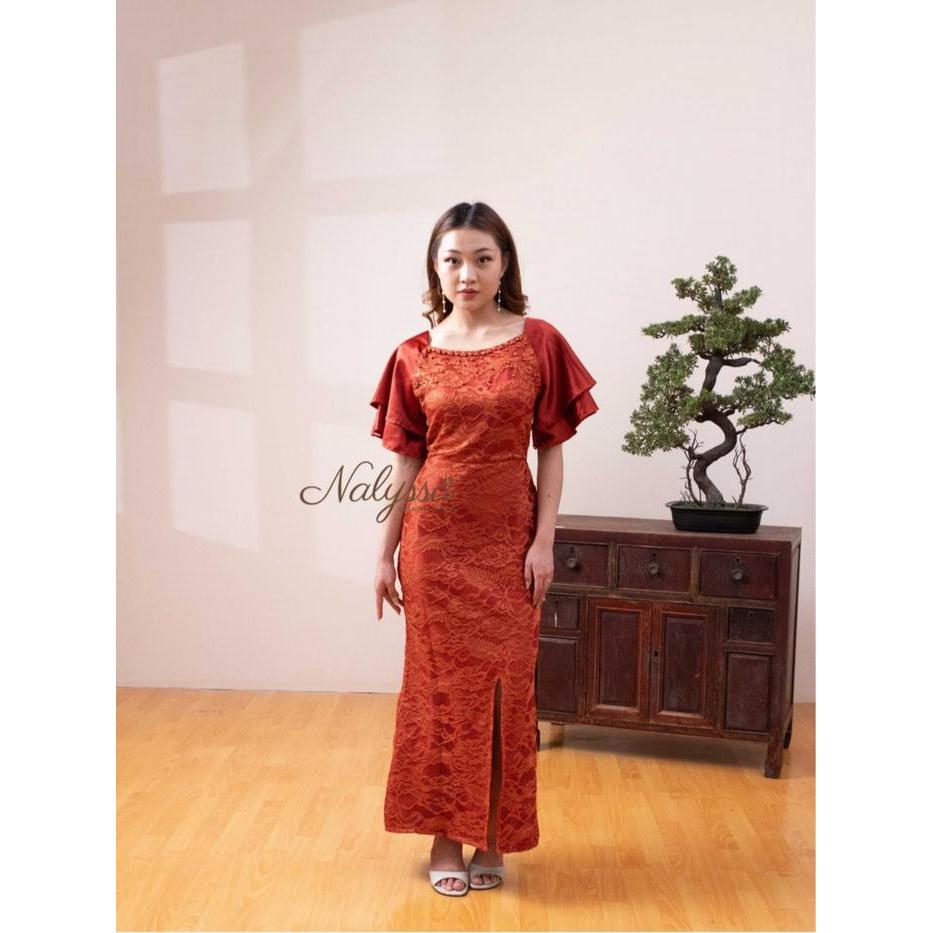 SAFFIYA-Dress Elishua Dress Mewah Kondangan Dress & Gaun Brukat Eleangan, Pesta, Gereja, Natal Ige02