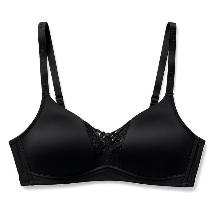 Bra Tanpa Kawat Cup B dengan Detail Renda Model Nomadic Dreams Warna Hitam Ukuran 38B