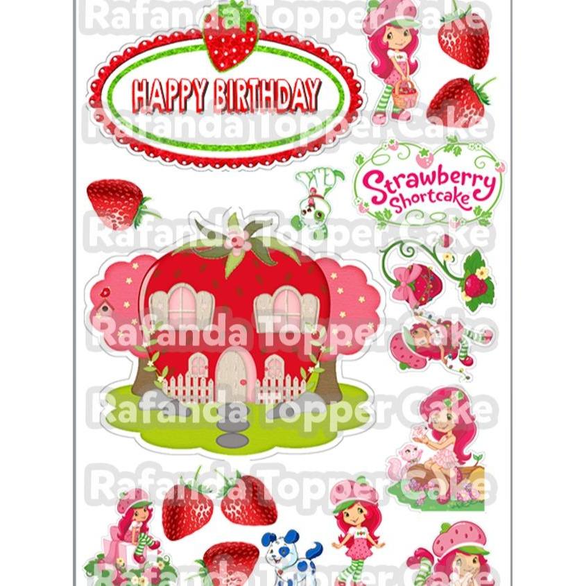 Topper Kue Ulang Tahun Strawberry Short Cake - Kue Ulang Tahun Strawberry Short Cake
